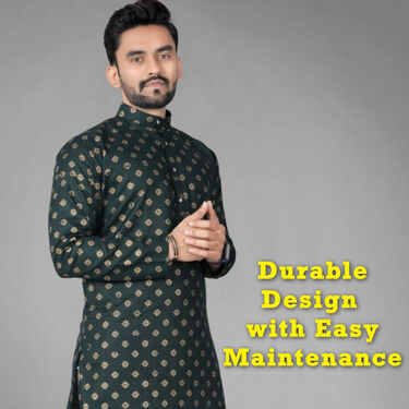Pick Any 1 Mens Foil Print Kurta With Golden Chain And Bracelet Free (K1L5)