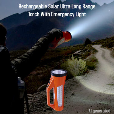 Rechargeable Solar Ultra Long Range Torch With Emergency Light (LL9)