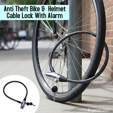 Anti Theft Bike & Helmet Cable Lock With Alarm (ATL4)