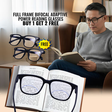 Full Frame Bifocal Adaptive Power Reading Glasses B1 G2 Free (3BORG7)