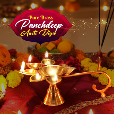 Pure Brass Panchdeep Aarti Diya (1PAD1)