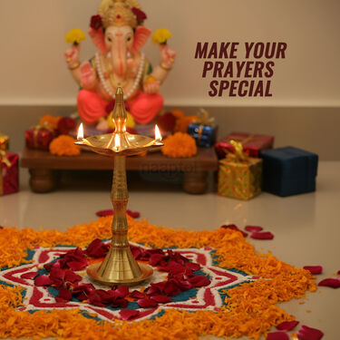 Pure Brass Standing Panch Deep (1KD1)