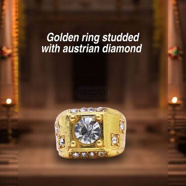 Mens Golden Watch + 2 Chain +Austrain  Diamond Om Pendant  + Bracelet + Ring  (MGW2CBRP5)