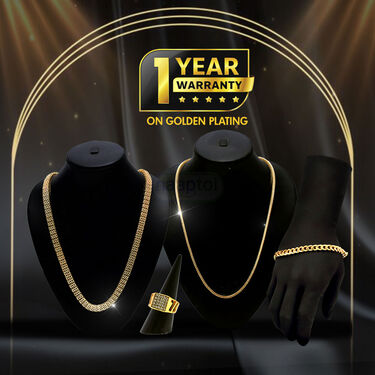 Golden Watch +2 Chain + Bracelet + Ring  (MGW2CBR19)