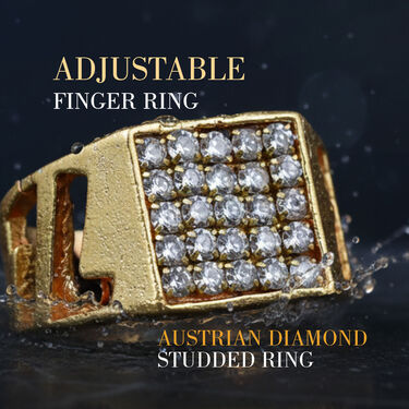 Golden Watch +2 Chain + Bracelet + Ring  (MGW2CBR19)