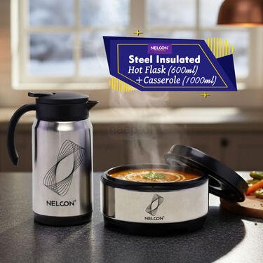 Steel Insulated Hot Flask (600ml) + Insulated Casserole (1000ml) (1C1F1)