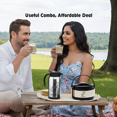 Steel Insulated Hot Flask (600ml) + Insulated Casserole (1000ml) (1C1F1)