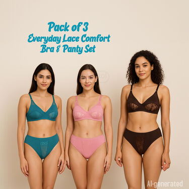 Pack of 3 Everyday Lace Bra And Panty Set (3BP)