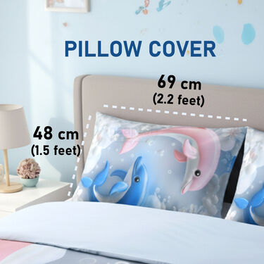 Dolphin Printed Double Bed Sheet With 2 Pillow Covers (DBS28)