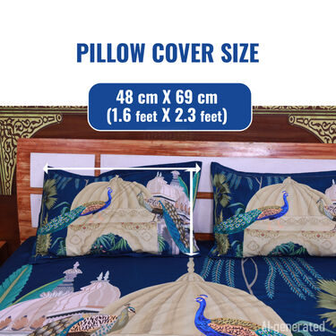 Royal Rajasthani Printed Double Bed Sheet With 2 Pillow Covers (DBS29)