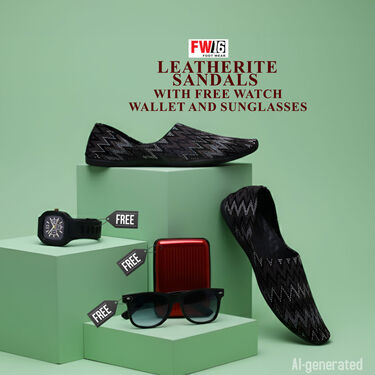 Leatherite Sandals With Free Watch Wallet And Sunglasses (SDC20)