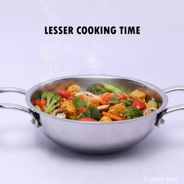 Triply Heavy Stainless Steel Kadai With Lid (1TPK1)
