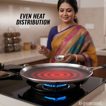 Triply Heavy Stainless Steel Honeycomb Dosa Tawa (1TPT1)