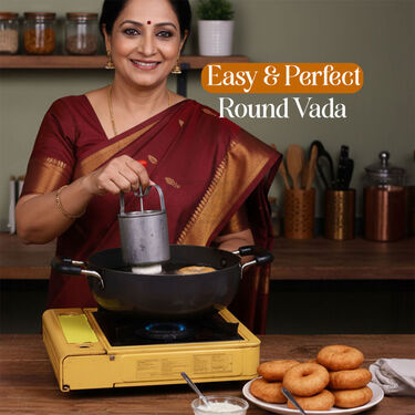 Stainless Steel Vada maker + Dosa Making Spoon + Free Coconut Scrapper (VM6)