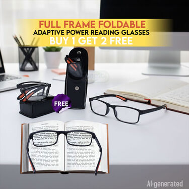 Full Frame Foldable Adaptive Power Reading Glasses Buy 1 Get 2 Free (3FORG11)