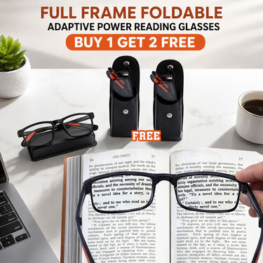 Full Frame Foldable Adaptive Power Reading Glasses Buy 1 Get 2 Free (3FORG11)