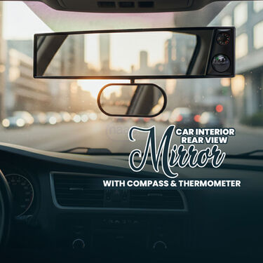 Car Interior Rear View Dual Mirror With Compass & Thermometer (IRVM1)