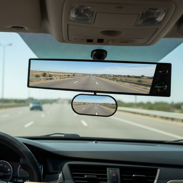 Car Interior Rear View Dual Mirror With Compass & Thermometer (IRVM1)