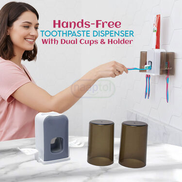 Hands-Free Toothpaste Dispenser With Dual Cups & Holder