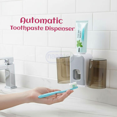 Hands-Free Toothpaste Dispenser With Dual Cups & Holder