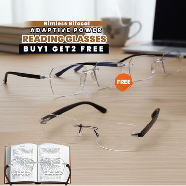 Rimless Bifocal Adaptive Power Reading Glasses Buy 1 Get 2 Free (3BORG11)