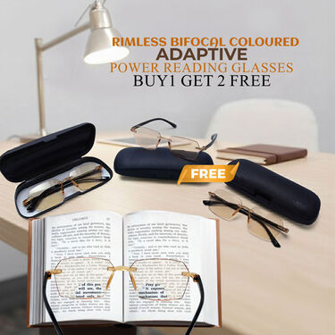 Rimless Bifocal Coloured Adaptive Power Reading Glasses Buy1 Get 2 Free (3BCORG11)