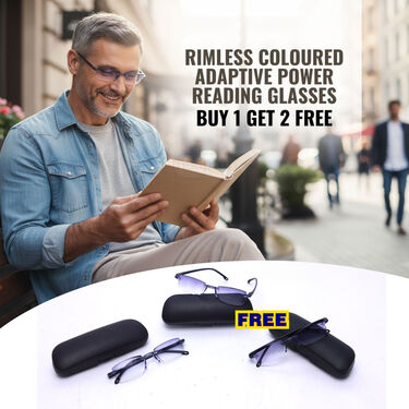 Rimless Coloured Adaptive Power Reading Glasses Buy 1 Get 2 Free (3COR ...