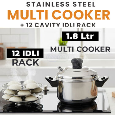 Stainless Steel Multi Cooker + 12 Cavity Idli Rack (1MMC1)