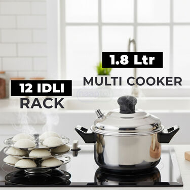 Stainless Steel Multi Cooker + 12 Cavity Idli Rack (1MMC1)