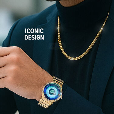 Golden Evil Eye Watch with Free Golden Chain (MGWC28)