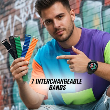 Premium Round Dial Smart Watch With 7 Bands (BCSW47)