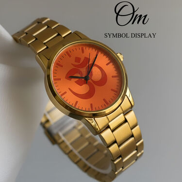 Golden Om Watch With OM Bracelet (MGWB5)