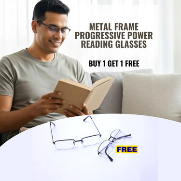 Metal Frame Progressive Power Reading Glasses Buy1 Get1 Free (2ORGPGM)