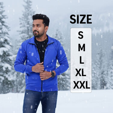 Blue Fleece Jacket with Digital Watch And Wallet Free (1FJ9B)