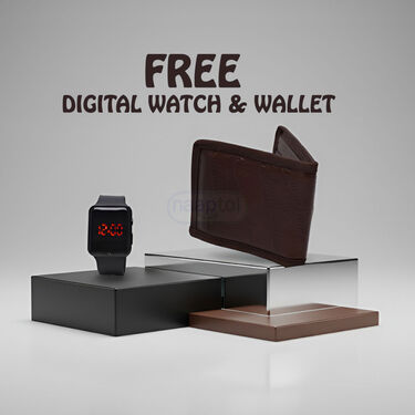 Maroon Fleece Jacket With Digital Watch And Wallet Free (1FJ9M)