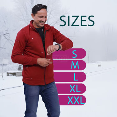 Maroon Fleece Jacket With Digital Watch And Wallet Free (1FJ9M)