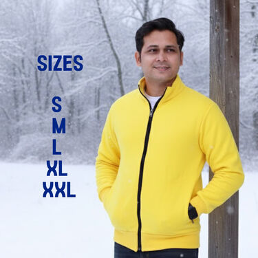 Yellow Fleece Jacket with Digital Watch And Wallet Free (1FJ9Y)