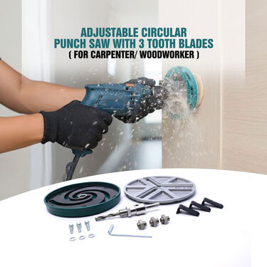 Adjustable Circular Punch Saw With 3 Tooth Blades For Carpenter Woodworker (HO4)