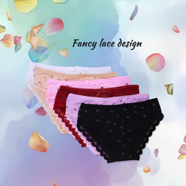 Pack of 6 Fancy Lace Design Panty Set (6WP2)