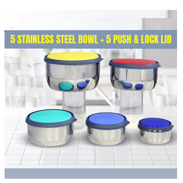 10 Pcs Steel Push & Lock Bowl Set (10PL1N)