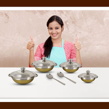 10 Pcs Stainless Steel Colored Handi Set (10CHN)