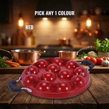 12 Cavity Nonstick Appam Patra with Lid + Stainless Steel Medu Wada Maker (1AP1MW1)