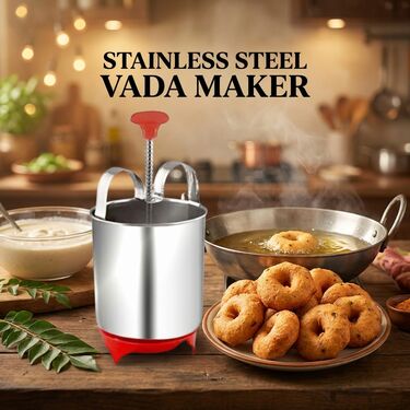 12 Cavity Nonstick Appam Patra with Lid + Stainless Steel Medu Wada Maker (1AP1MW1)