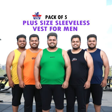 Pack of 5 Plus Size Sleeveless Vests For Men (5PSL1)