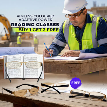 Rimless Coloured Adaptive Power Reading Glasses Buy 1 Get 2 Free (3CORG8)