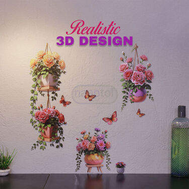 3D Flower Pot Wall Sticker (3DWS10)
