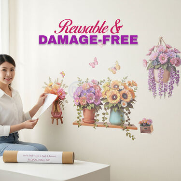 3D Flower Pot Wall Sticker (3DWS10)