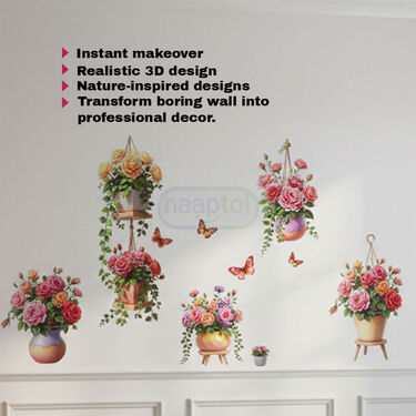 3D Flower Pot Wall Sticker (3DWS10)