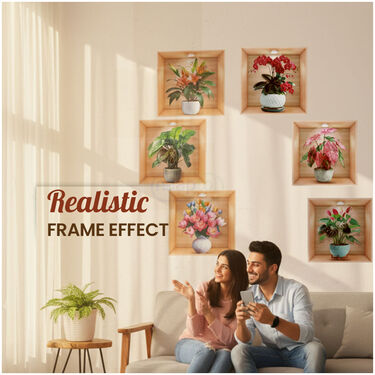 3D Floral Pot Wall Art Sticker B1 G1 Free(3DWS12)