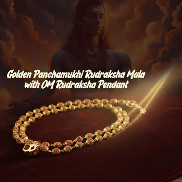 Golden Panchmukhi Rudrash Mala With OM Rudraksh Pendant (GPRMOP2)